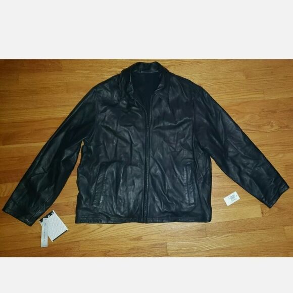 🔥NWT🔥 Andrew Marc New York Black Leather Reversible Jacket Mans XL - Picture 1 of 7